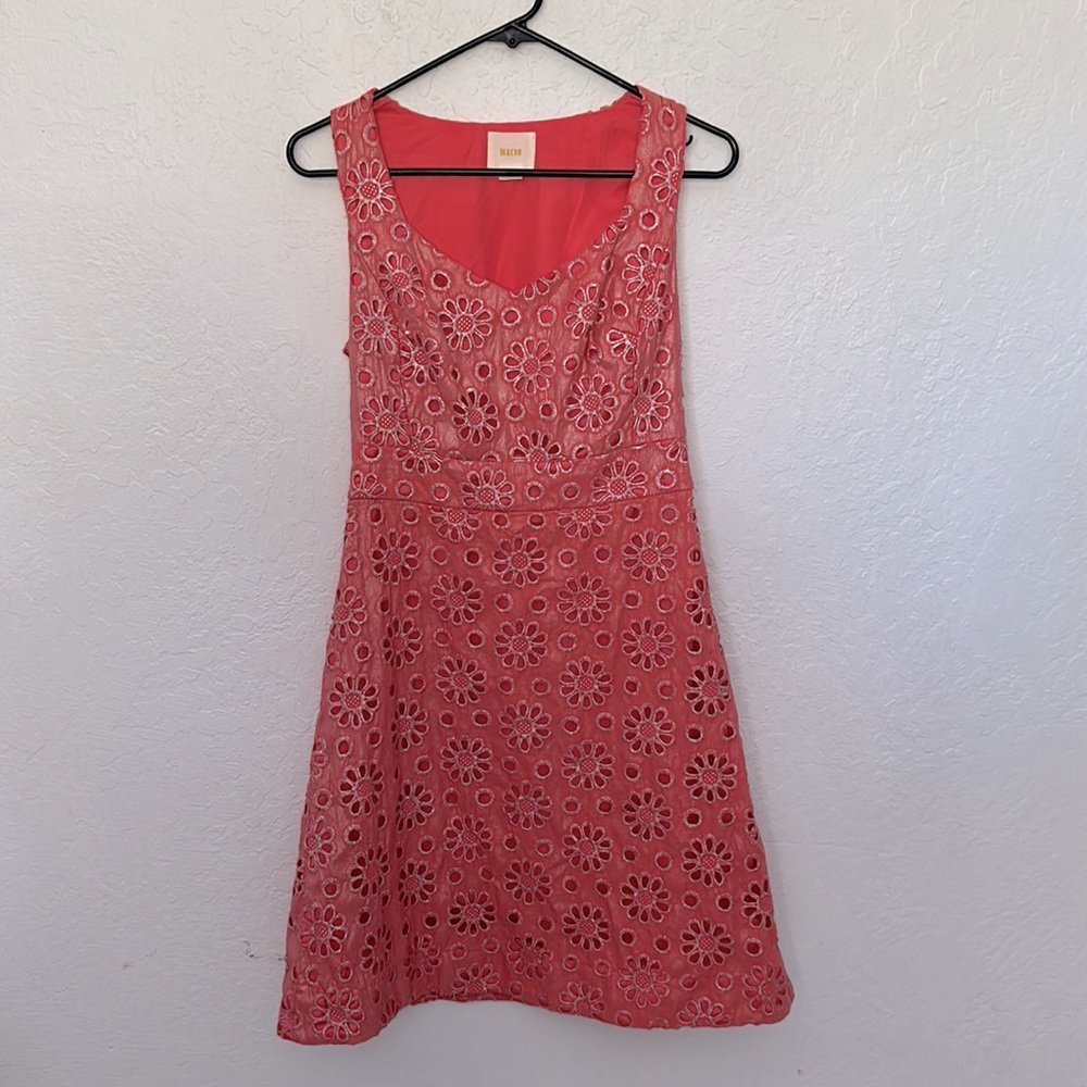 Maeve Orange Florals Silver Embroidered Dress